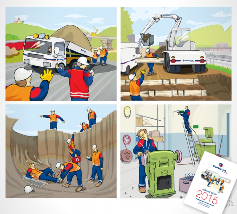 Work safety wall calendar for Eurovia. Opus magnum of 2014.